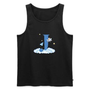 Letter j Blue Clouds Airplane Child - Men's Premium Organic Tank Top - black - Front - Michal (187cm)