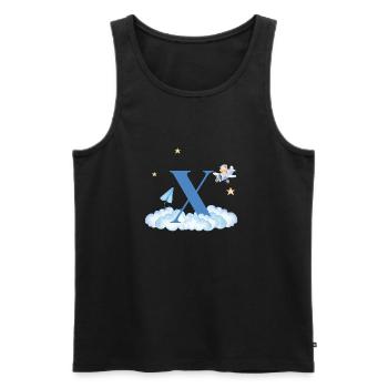 Letter x Blue Clouds Airplane Child - Men's Premium Organic Tank Top - black - Front - Michal (187cm)