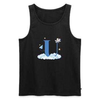 Letter u Blue Clouds Airplane Child - Men's Premium Organic Tank Top - black - Front - Michal (187cm)