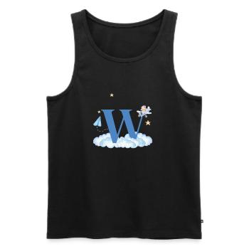 Buchstabe w Blaue Wolken Flugzeug Kind - Männer Premium Bio Tank Top - Schwarz - Vorne - AI Model Male 178 light (178cm)