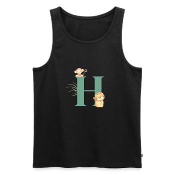Buchstabe h grüne Dschungeltiere - Männer Premium Bio Tank Top - Schwarz - Vorne - AI Model Male 178 light (178cm)