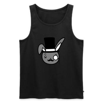 Mr. Bunny Gentleman Chapeau haut de forme Monocle Lunettes - Débardeur bio Premium Homme - noir - Devant - Michal (187cm)