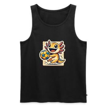 Axolotl spielt Handball - Männer Premium Bio Tank Top - Schwarz - Vorne - Michal (187cm)