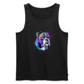 Splash Art Boxer Propriétaire D'un Chien Cadeau - Débardeur bio Premium Homme - noir - Devant - AI Model Male 178 light (178cm)