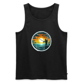 Sunset Angler - Fishing Gift Men - Men's Premium Organic Tank Top - black - Front - Michal (187cm)