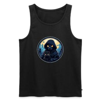 Chien et Chat - Débardeur bio Premium Homme - noir - Devant - Michal (187cm)