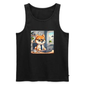 Shiba dad at work - Men's Premium Organic Tank Top - black - Front - AI Model Male 178 light (178cm)