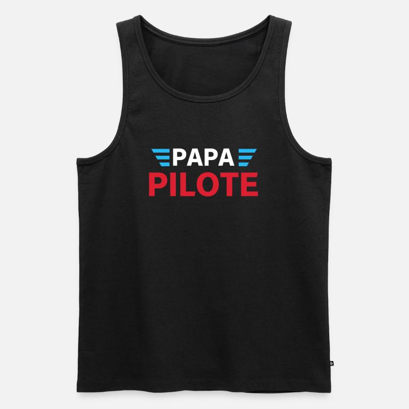 Pilot Papa - Papa Geschenk - Männer Premium Bio Tank Top - Schwarz