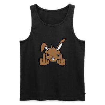 Hase Mittelfinger Zeigen Böse Frech Beleidigend - Männer Premium Bio Tank Top - Schwarz - Vorne - Michal (187cm)