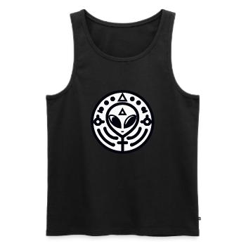 Geometric Alien logo - Men's Premium Organic Tank Top - black - Front - AI Model Male 178 light (178cm)