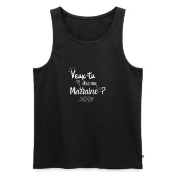 Veux tu être ma marraine - Débardeur bio Premium Homme - noir - Devant - AI Model Male 178 light (178cm)