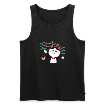 Clef de musique chaton chat musical - Débardeur bio Premium Homme - noir - Devant - AI Model Male 178 light (178cm)