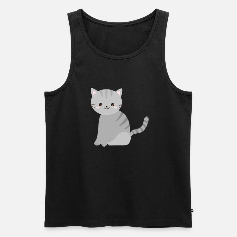 süße graue Katze - Männer Premium Bio Tank Top - Schwarz