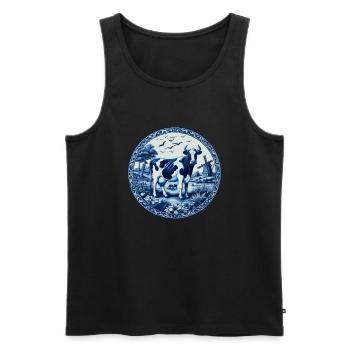 Vache bleue de Delft - Débardeur bio Premium Homme - noir - Devant - Michal (187cm)
