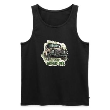 Defender Legends Never Die - 90 Landy - Männer Premium Bio Tank Top - Schwarz - Vorne - AI Model Male 178 light (178cm)