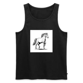 La fascination des sports équestres : élégance et puissance - Débardeur bio Premium Homme - noir - Devant - AI Model Male 178 light (178cm)