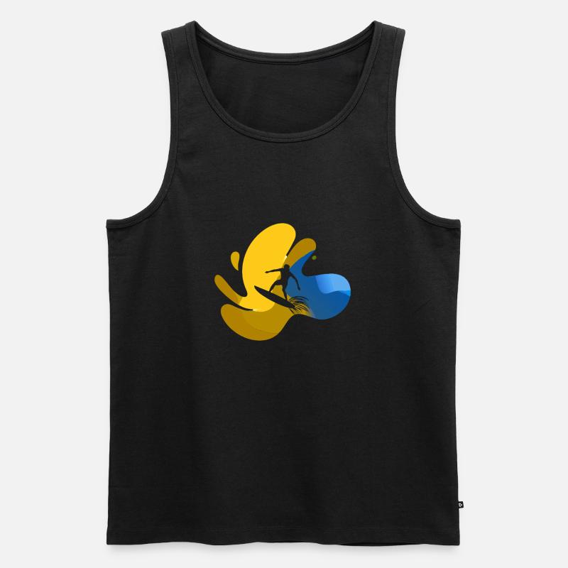 Surfbrett Hawaii - Männer Premium Bio Tank Top - Schwarz