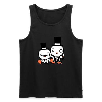 2 oiseaux riche riche deux chapeau haut de forme pour homme - Débardeur bio Premium Homme - noir - Devant - Michal (187cm)