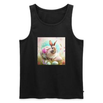 Colorful Easter bunny with cheerful patterns - Men's Premium Organic Tank Top - black - Front - Michal (187cm)