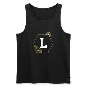 Buchstabe l Goldener Blumenrahmen - Männer Premium Bio Tank Top - Schwarz - Vorne - AI Model Male 178 light (178cm)