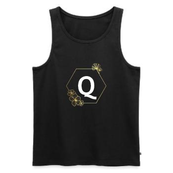 Buchstabe q Goldener Blumenrahmen - Männer Premium Bio Tank Top - Schwarz - Vorne - AI Model Male 178 light (178cm)
