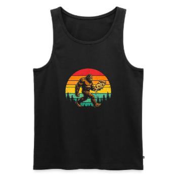 Bigfoot Pizza Lover Sasquatch Retro Sonne 80er - Männer Premium Bio Tank Top - Schwarz - Vorne - Michal (187cm)