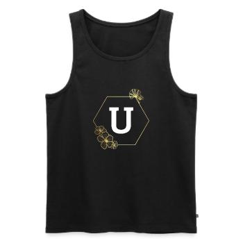 Buchstabe u Goldener Blumenrahmen - Männer Premium Bio Tank Top - Schwarz - Vorne - AI Model Male 178 light (178cm)
