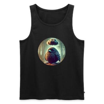Traurige Krähe im Regen - Männer Premium Bio Tank Top - Schwarz - Vorne - Michal (187cm)