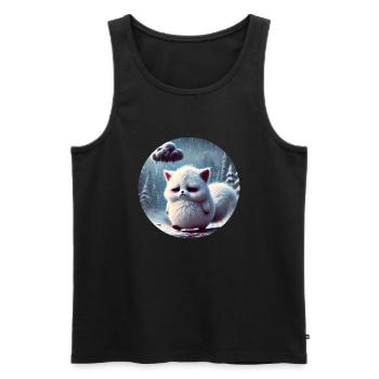 Trauriger Polarfuchs im eisigen Regen - Männer Premium Bio Tank Top - Schwarz - Vorne - AI Model Male 178 light (178cm)