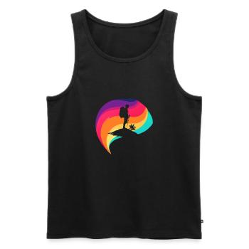 Hikers Trekking Mountaineers - Men's Premium Organic Tank Top - black - Front - AI Model Male 178 light (178cm)