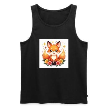Magischer Fuchs & Blumen - Männer Premium Bio Tank Top - Schwarz - Vorne - AI Model Male 178 light (178cm)