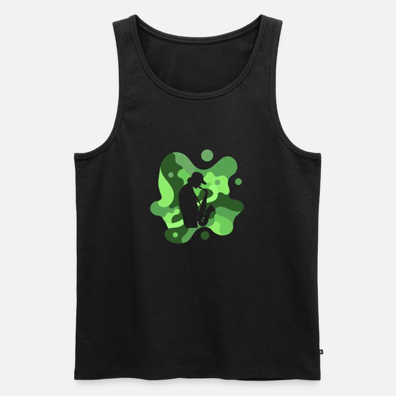 Saxophon Jazz - Männer Premium Bio Tank Top - Schwarz