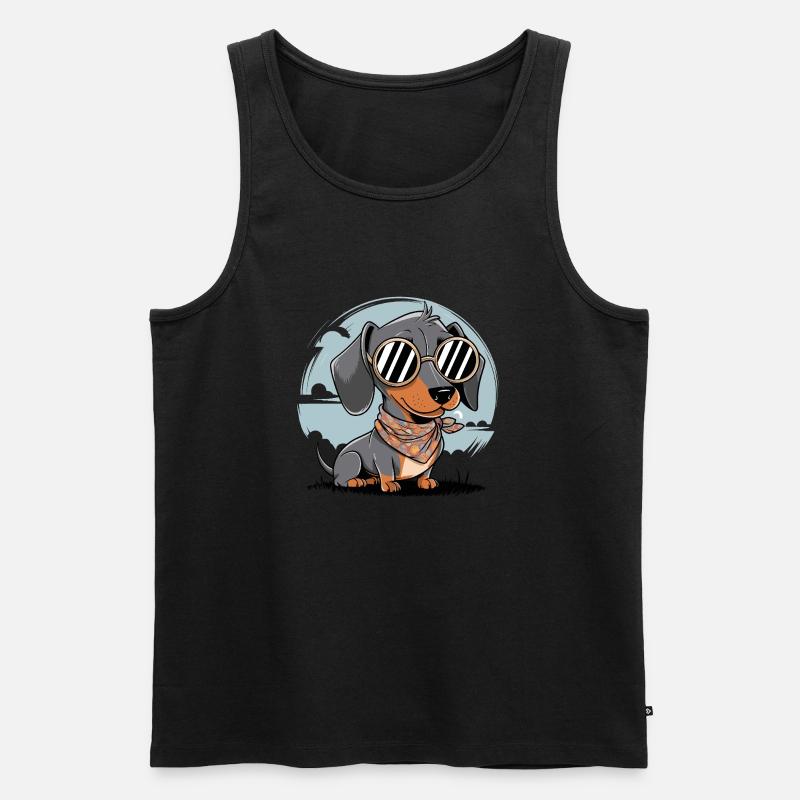 Cooler Dackel Hund - Männer Premium Bio Tank Top - Schwarz