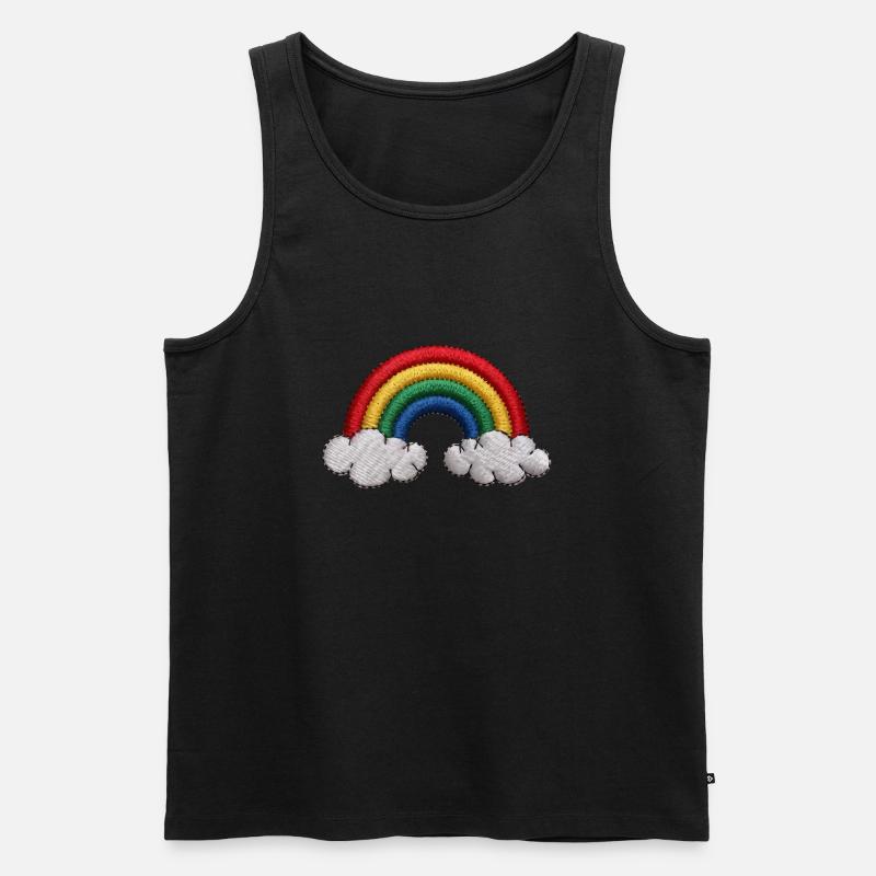 Regenbogen bestickt - Männer Premium Bio Tank Top - Schwarz