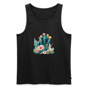Cactus Plant Floral Cacti Tropical - Men's Premium Organic Tank Top - black - Front - AI Model Male 178 light (178cm)