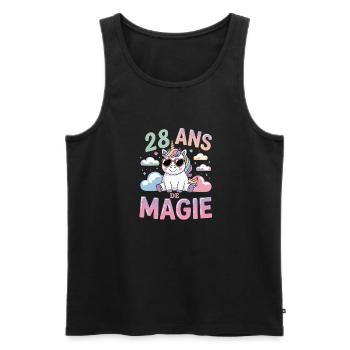 28 ans de magie - Débardeur bio Premium Homme - noir - Devant - AI Model Male 178 light (178cm)