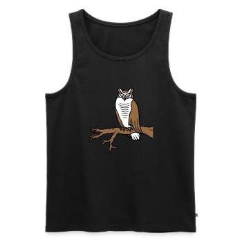 hibou oiseau aigle hibou branche arbre woodland grange owl owl mignon - Débardeur bio Premium Homme - noir - Devant - Michal (187cm)