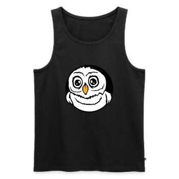 hibou oiseau aigle hibou hibou nuit oiseau effraie des granges chouette bande dessinée - Débardeur bio Premium Homme - noir - Devant - AI Model Male 178 light (178cm)