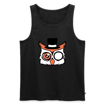 Sir hibou chapeau haut de forme monocle verres riches M. - Débardeur bio Premium Homme - noir - Devant - Michal (187cm)