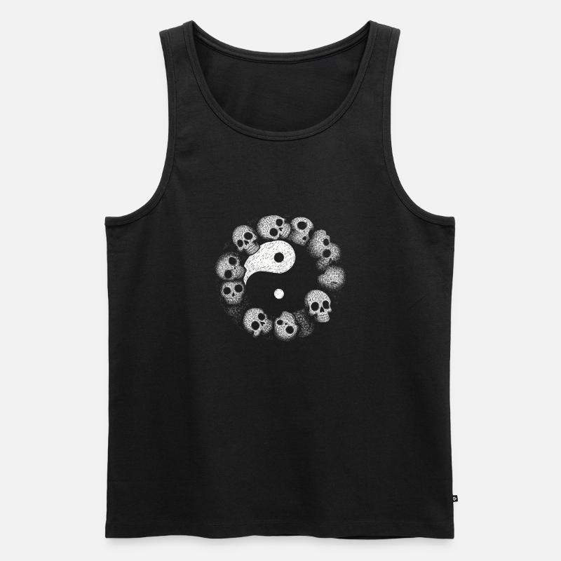 Yin Yang Schädel - Männer Premium Bio Tank Top - Schwarz
