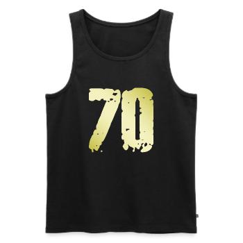 70 Number Vintage - Men's Premium Organic Tank Top - black - Front - Michal (187cm)