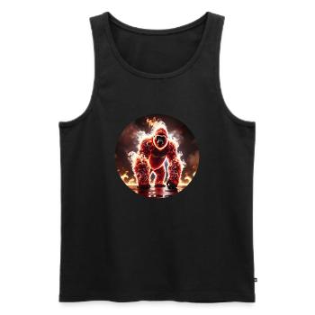 Gorille de Feu dans la Jungle Ardente - Débardeur bio Premium Homme - noir - Devant - AI Model Male 178 light (178cm)