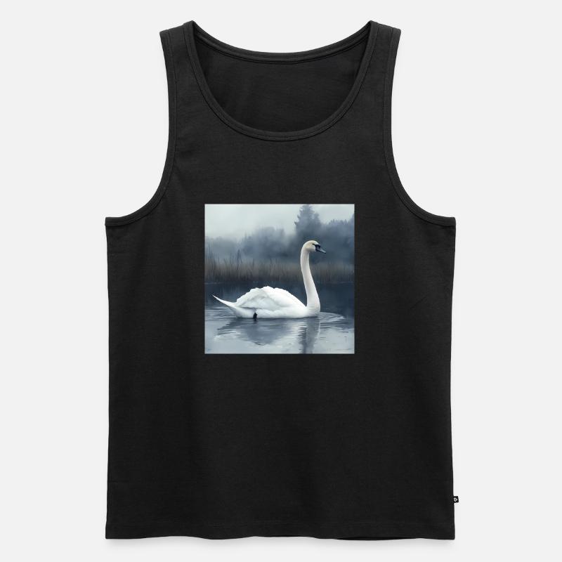Aquarell Schwan - Männer Premium Bio Tank Top - Schwarz