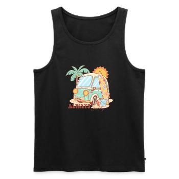 Été Ambiance Lac Nature Flore Art Fleurs Mer - Débardeur bio Premium Homme - noir - Devant - AI Model Male 178 light (178cm)