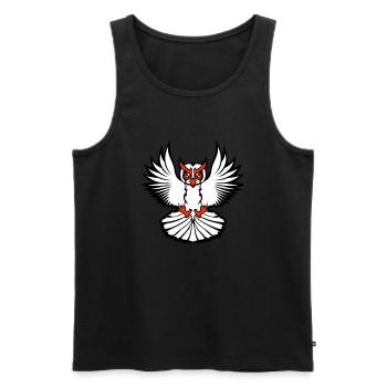 hibou oiseau aigle hibou hibou oiseau de nuit chouette effraie volant cool - Débardeur bio Premium Homme - noir - Devant - AI Model Male 178 light (178cm)