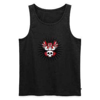 hibou aigle hibou chouette cool crâne crâne Halloween tatouage - Débardeur bio Premium Homme - noir - Devant - AI Model Male 178 light (178cm)
