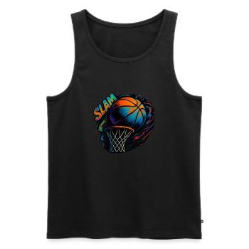 Graffiti de basket-ball - ombres colorées - Débardeur bio Premium Homme - noir - Devant - AI Model Male 178 light (178cm)