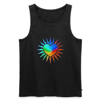 Rainbow Heart with Sun Rays - Men's Premium Organic Tank Top - black - Front - AI Model Male 178 light (178cm)