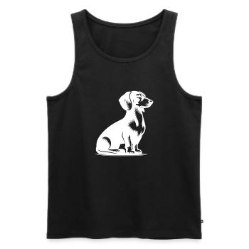 Klassischer Jagdhund vintage Dackelzeichnung - Männer Premium Bio Tank Top - Schwarz - Vorne - AI Model Male 178 light (178cm)