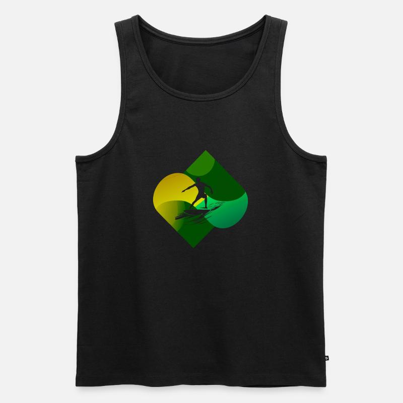 Surfen Surfer Surfboard - Männer Premium Bio Tank Top - Schwarz
